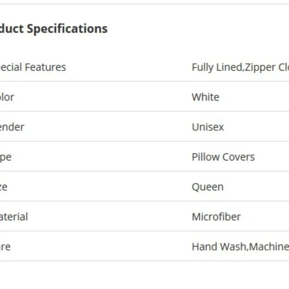 White Down Alternative Pillow COVERS Queen